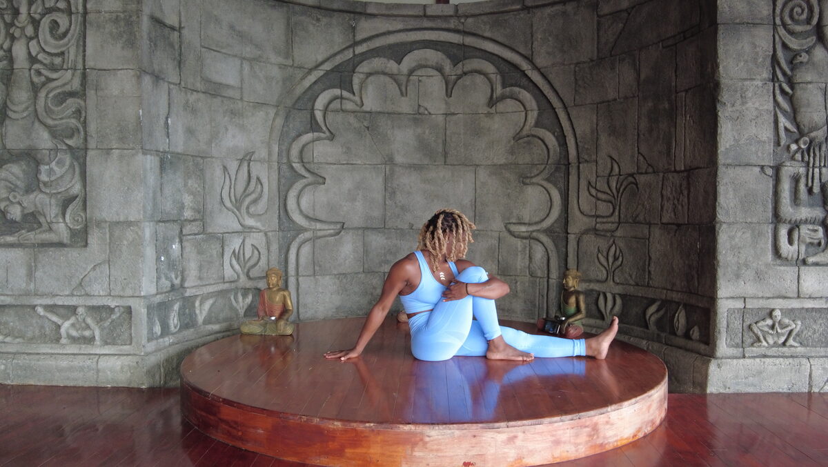 A seated yoga twist